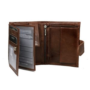 Wholesale Brown Fastened Men's Leather Wallet