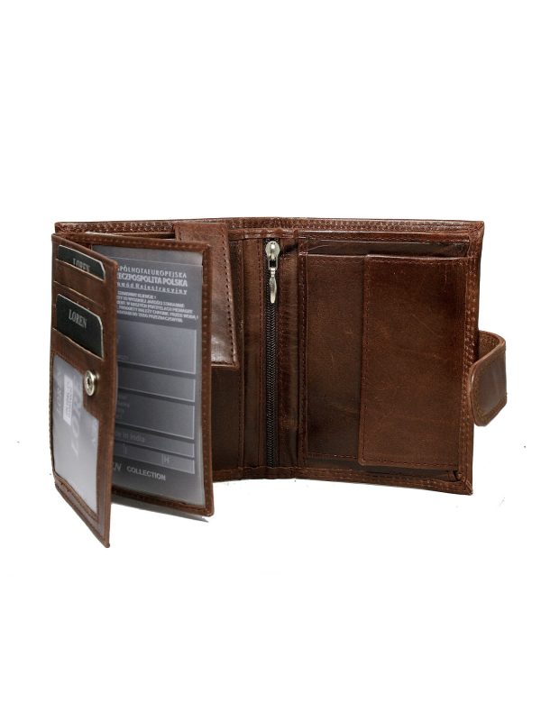 Wholesale Brown Fastened Men's Leather Wallet