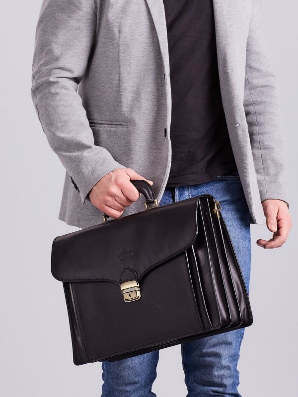 Wholesale Men's leather briefcase black