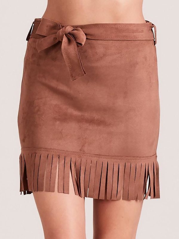 Wholesale Brown fringed skirt