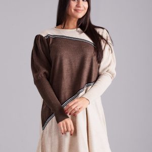 Wholesale Beige Brown Loose Knitted Dress