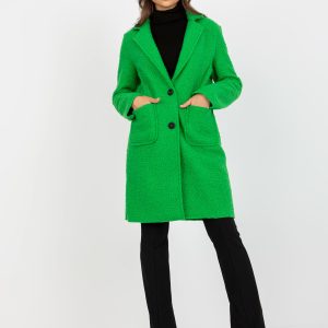 Wholesale Green plush coat with pockets OCH BELLA