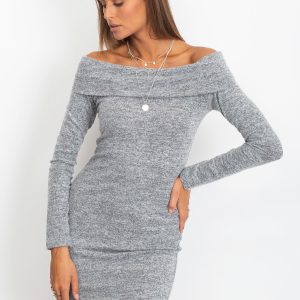 Wholesale Grey dress that reveals the shoulders