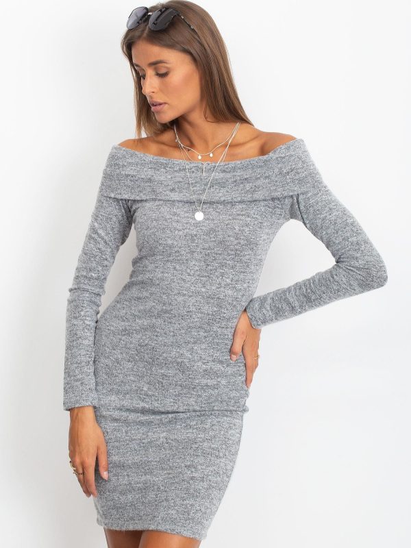 Wholesale Grey dress that reveals the shoulders