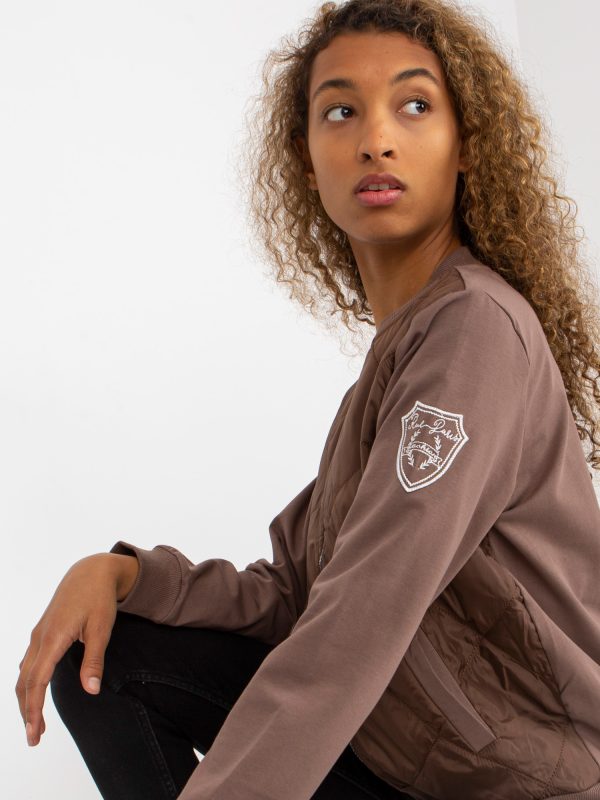 Wholesale Brown quilted bomber sweatshirt with RUE PARIS