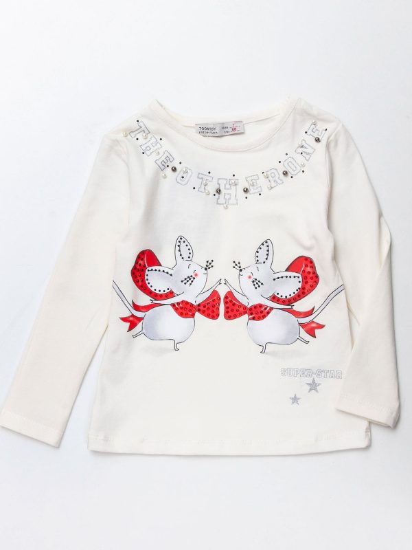 Wholesale Ecru blouse for girl with applique