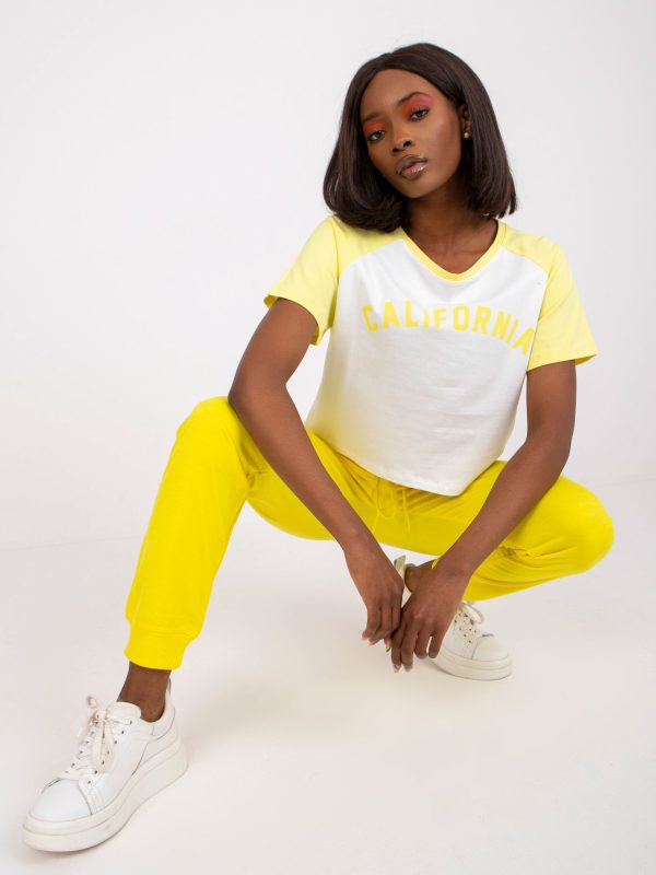 Wholesale Yellow basic sweatpants with shaila welts