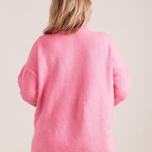 Wholesale Pink Plus Size Turtleneck Sweater