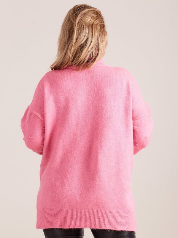 Wholesale Pink Plus Size Turtleneck Sweater