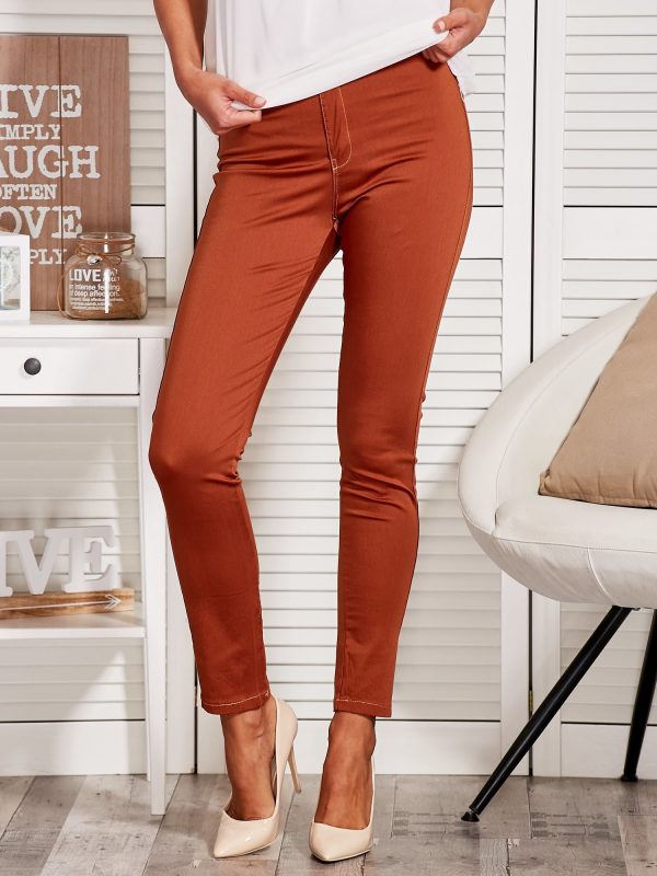 Wholesale Fabric trousers with narrow leg brown