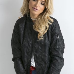 Wholesale Black bomber jacket with camo motif