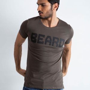 Wholesale Khaki t-shirt for men with inscription