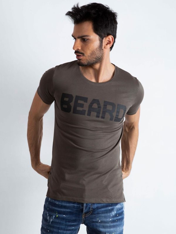 Wholesale Khaki t-shirt for men with inscription