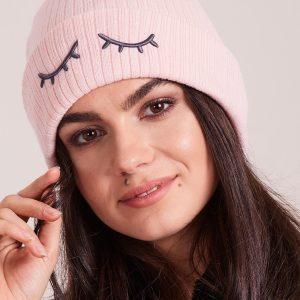 Wholesale Light pink light cap with eyelashes