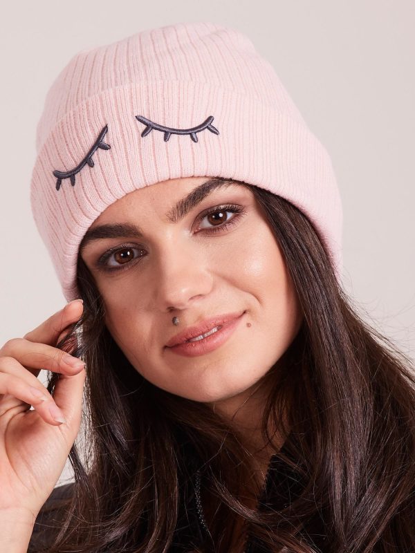 Wholesale Light pink light cap with eyelashes