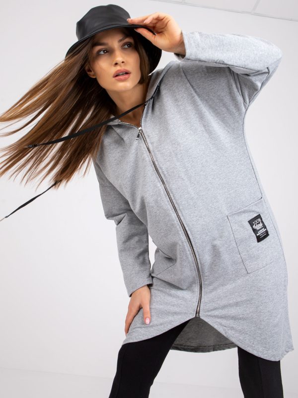 Wholesale Grey melange sweatshirt with Lelani pockets