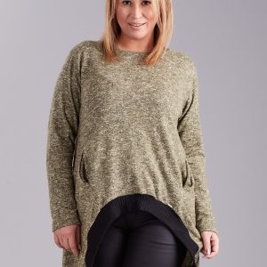 Wholesale Khaki tunic with longer back PLUS SIZE