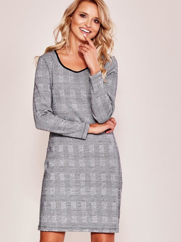 Wholesale Grey Plaid Ladies Dress