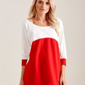 Wholesale Ecru-red oversize blouse