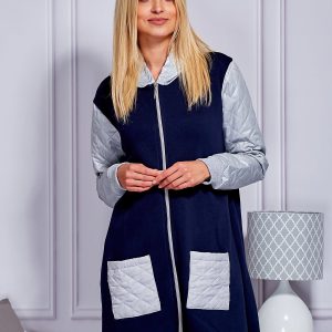 Wholesale Slightly insulated coat with quilted inserts navy blue-grey