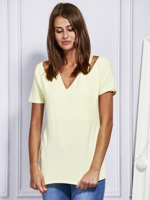 Wholesale Yellow blouse with cutouts on the sleeves