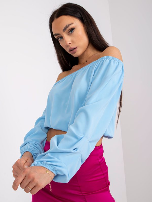 Wholesale Light blue smooth spanish blouse with long sleeve Ninelli