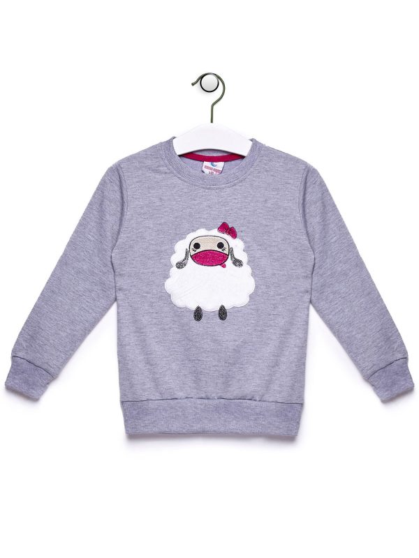 Wholesale Grey sweatshirt for girl with sheep