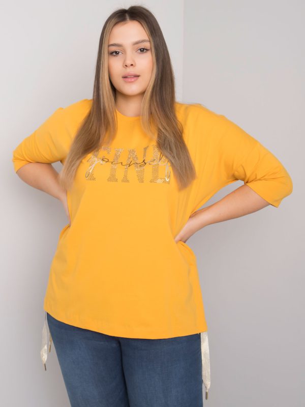 Wholesale Yellow plus size blouse with Elena rhinestones