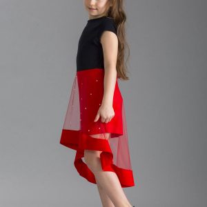 Wholesale Black and red girl dress with tulle