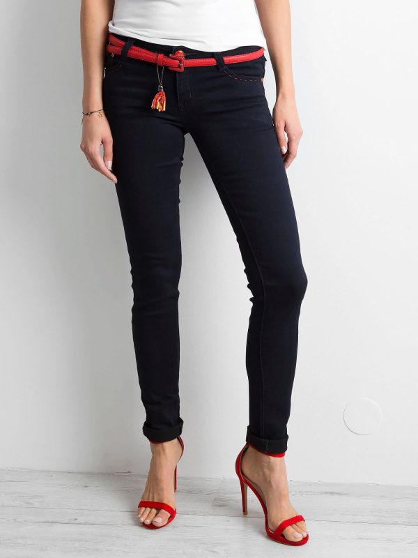 Wholesale Dark navy blue denim pants