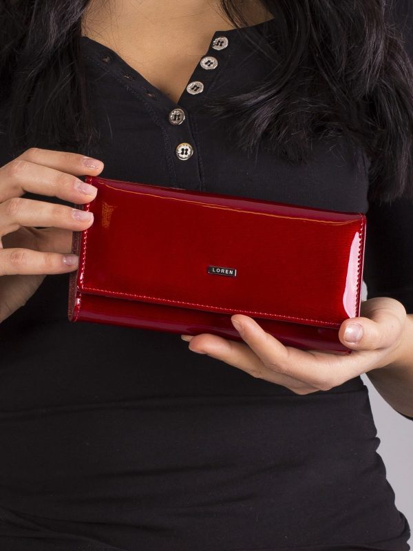 Wholesale Longitudinal lacquered women's wallet red