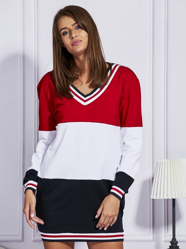 Wholesale Sweatshirt with colorful modules red