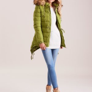 Wholesale Green asymmetrical jacket for winter