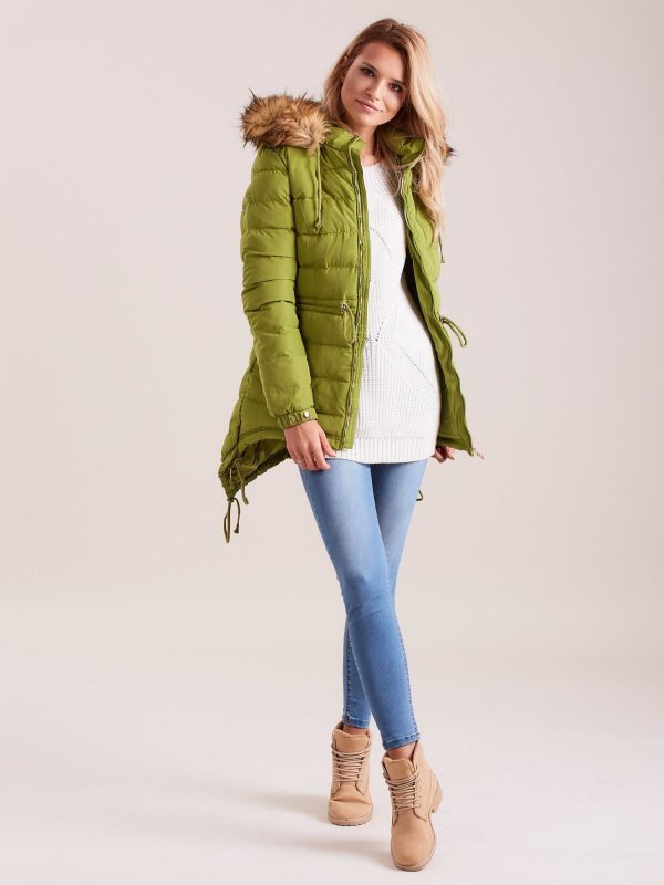 Wholesale Green asymmetrical jacket for winter