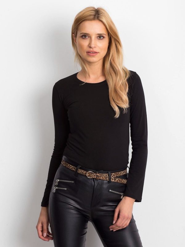 Wholesale Black Basic Long Sleeve Blouse