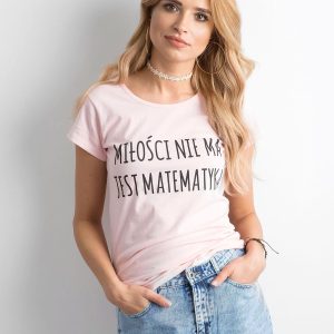 Wholesale Light pink women's t-shirt with inscription