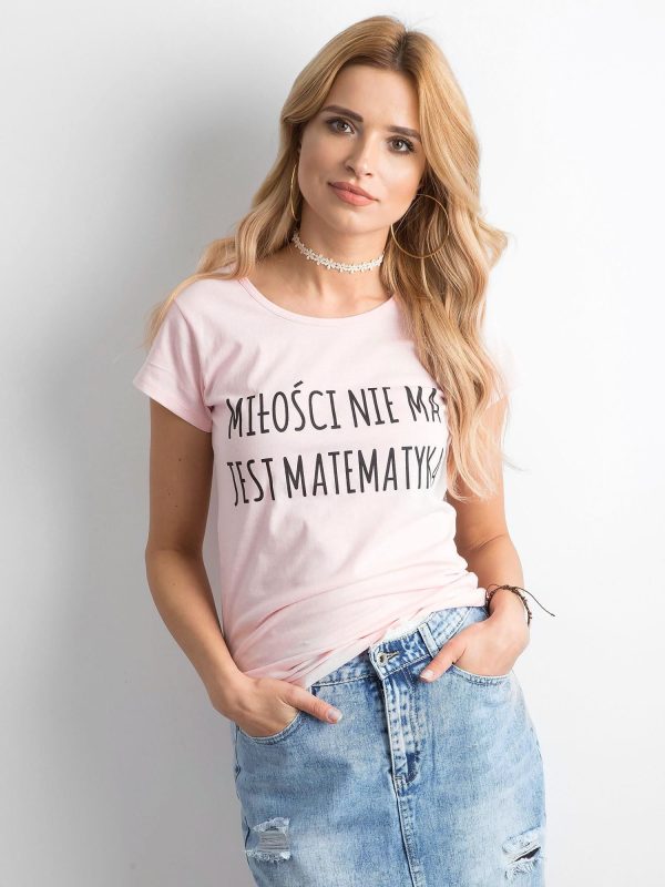 Wholesale Light pink women's t-shirt with inscription