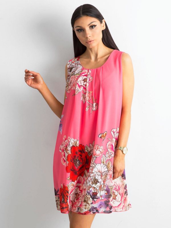 Wholesale Pink Floral Ladies Dress