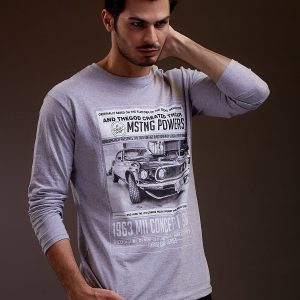 Wholesale Men's blouse with car print light grey