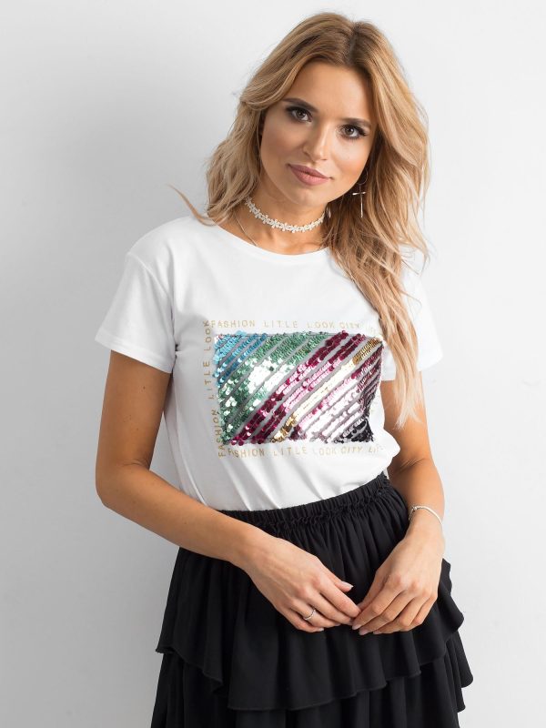 Wholesale White t-shirt with sequins