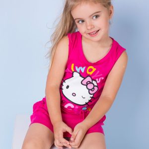 Wholesale Fuchsia dress for girl HELLO KITTY