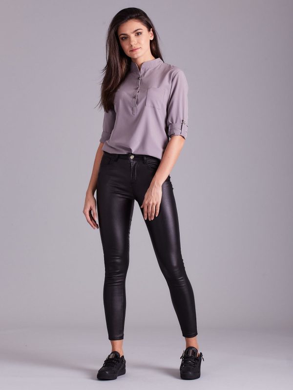 Wholesale Black waxed skinny pants