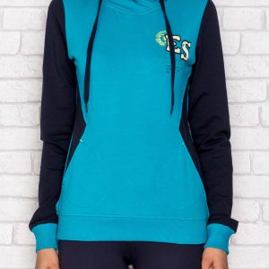 Wholesale Sweatshirt with patch and hood dark green