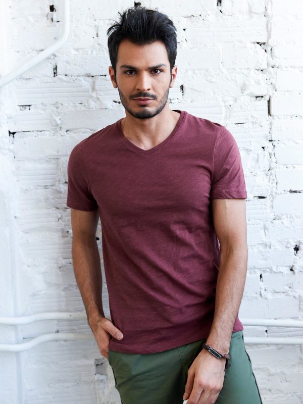 Wholesale Burgundy t-shirt for men basic