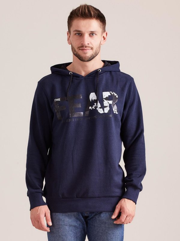 Wholesale Men's hoodie and print sweatshirt navy blue