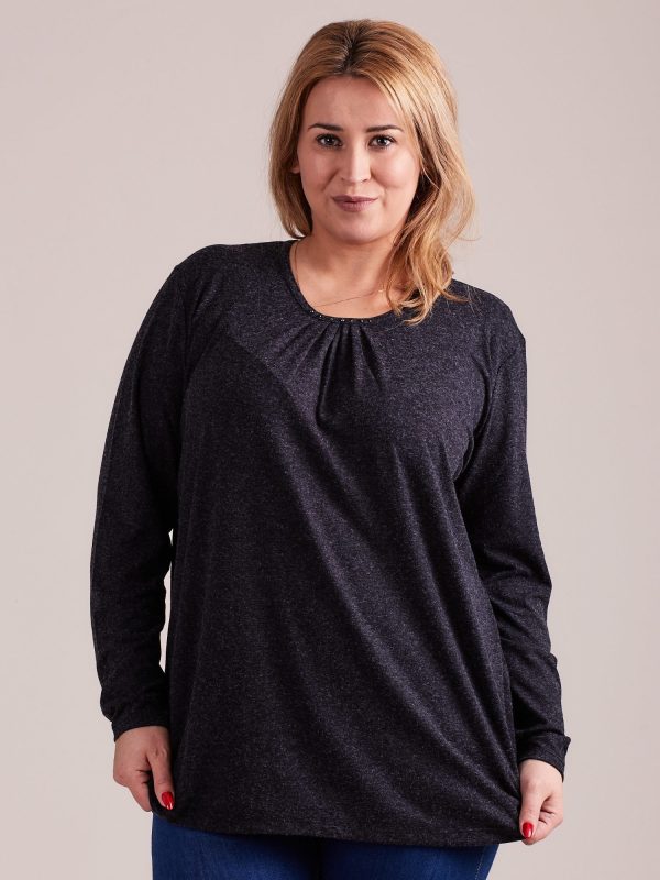 Wholesale Dark Grey Plus Size Loose Blouse