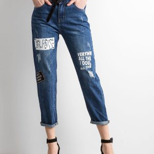 Wholesale Blue print mom fit jeans