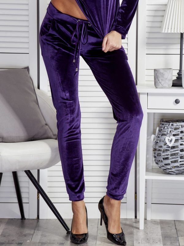 Wholesale Women's pants purple with velor