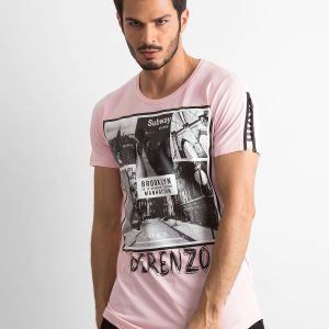 Wholesale Pink T-shirt for men with print