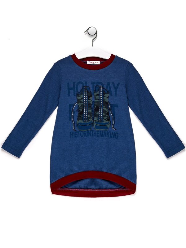 Wholesale Sweater for girl with camo print blue